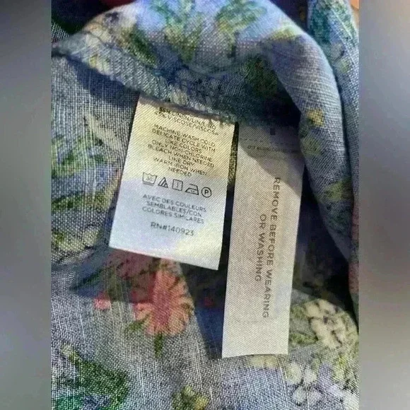 LOFT Blue Floral Babydoll Mini Dress Puff Sleeve Women’s Size 8 Linen Blend NWT - Picture 7 of 12